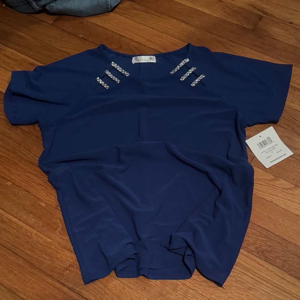 89th & Madison Royal Blue Top with Embellishments
